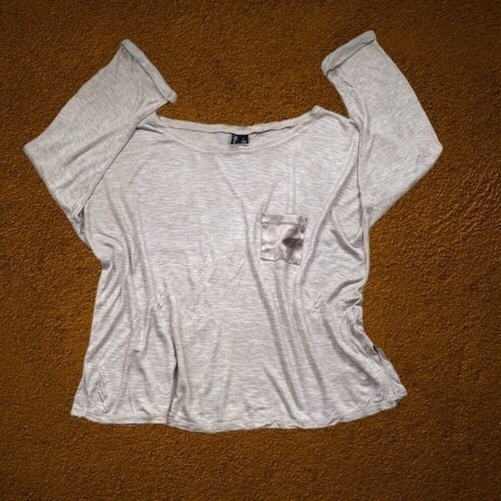 Relativity Women's Size L Tan Top, Pocket, Dolman Sleeve, Stretch Rayon